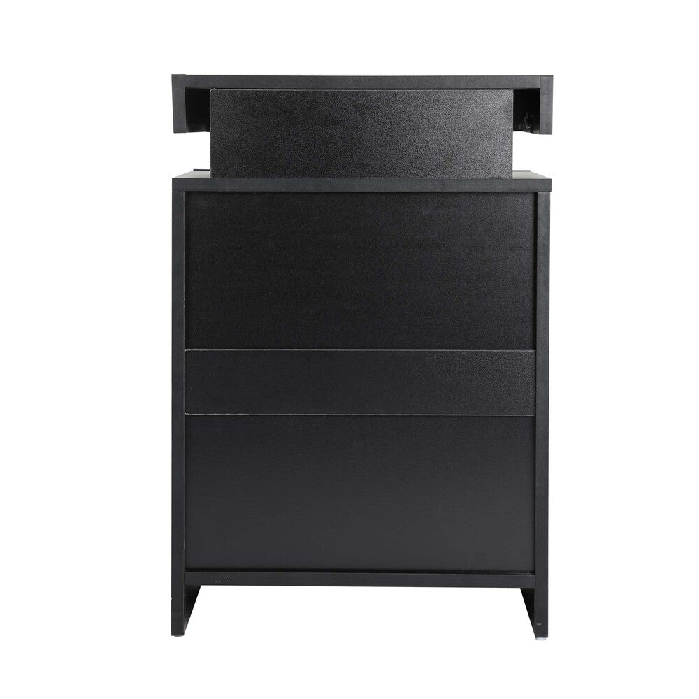 Bedside Tables Set of 2 LED Nightstand Black