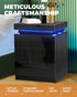 Bedside Tables Set of 2 LED Nightstand Black