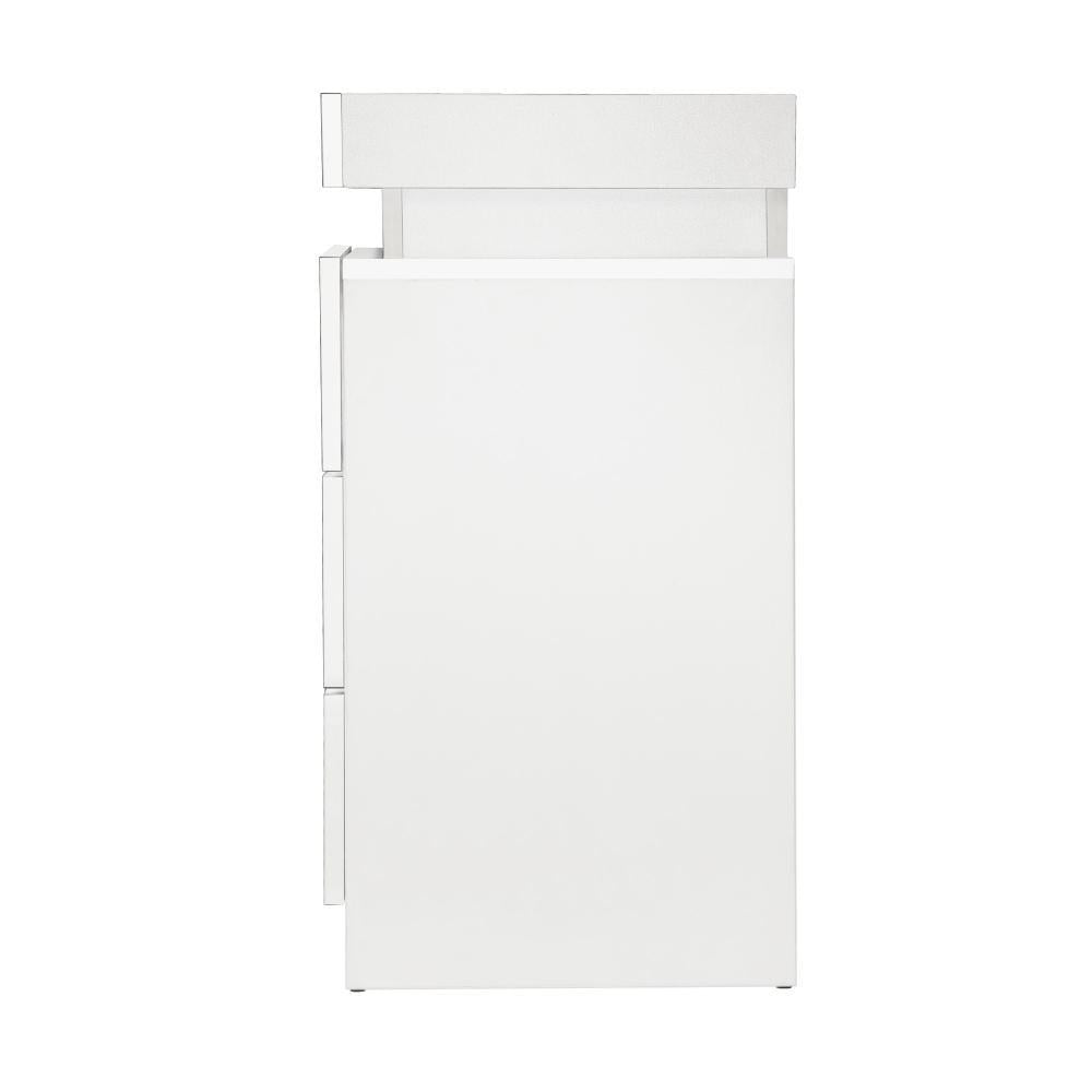 Bedside Table RGB LED 3 Drawers White