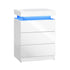 Bedside Tables Set of 2 LED Nightstand White