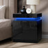 Bedside Table RGB LED 2 Drawers Black