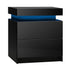Bedside Table RGB LED 2 Drawers Black
