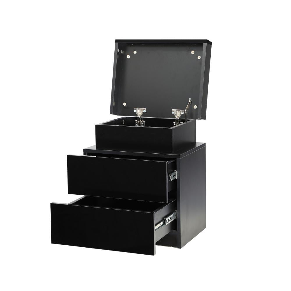 Bedside Table RGB LED 2 Drawers Black