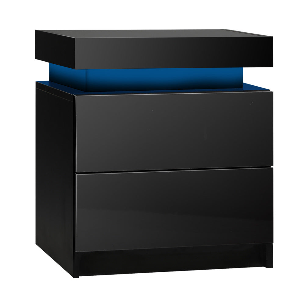 Bedside Tables Set of 2 LED Nightstand Side Table