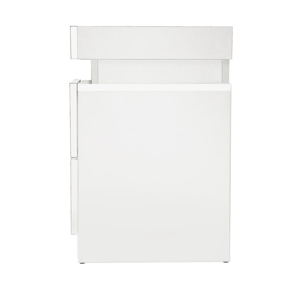 Bedside Table RGB LED 2 Drawers White