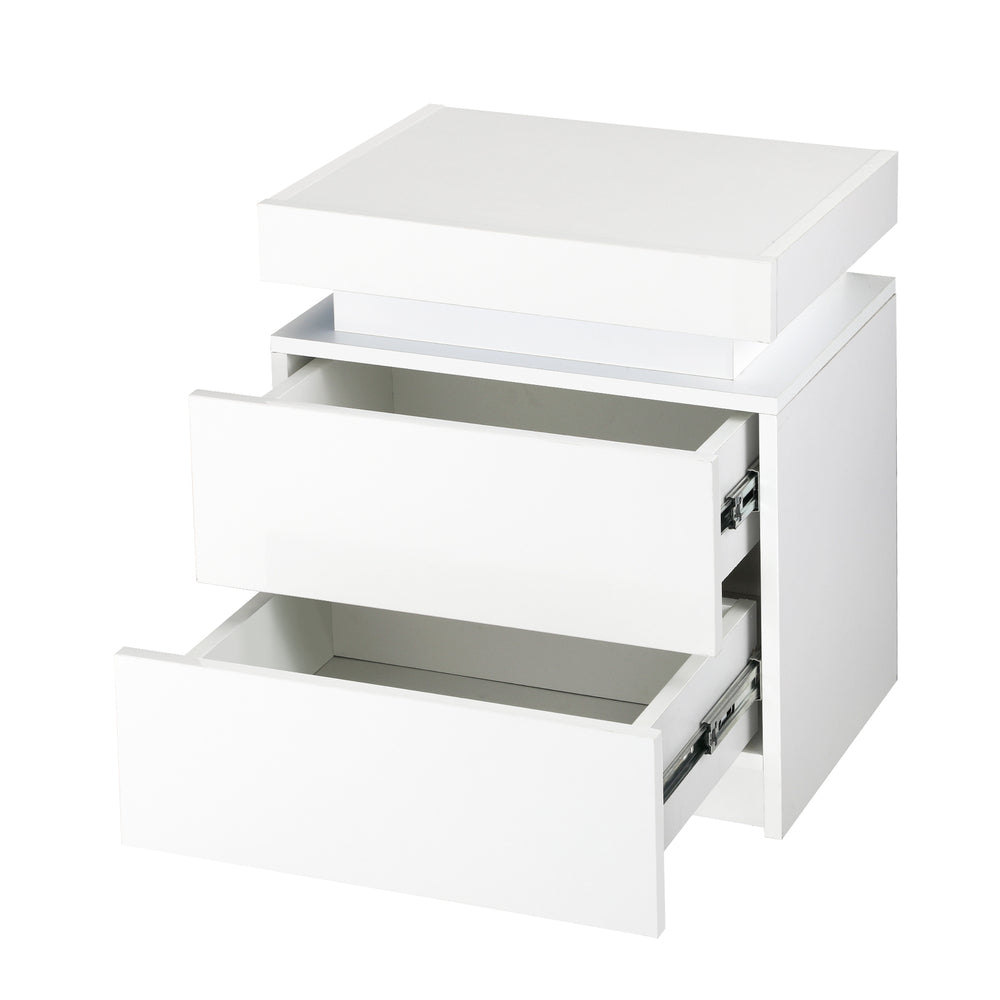 Bedside Tables Set of 2 LED White