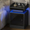 Oikiture LED Bedside Table Black USB Charging Station Nightstand