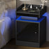 Oikiture LED Bedside Table USB Charging Station Black