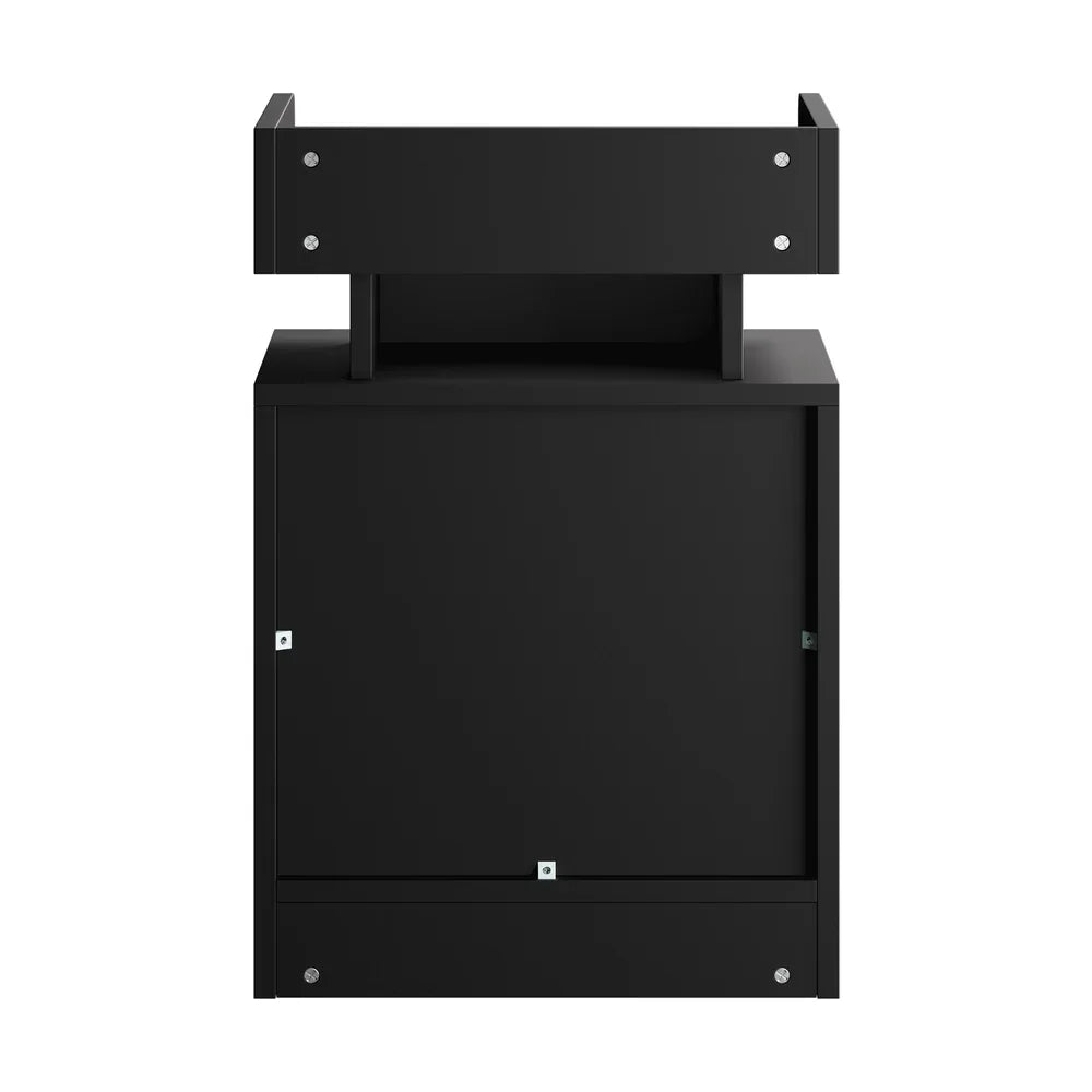 2x LED Bedside Table USB Charging Station Black