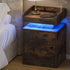 LED Bedside Table USB Charging Station Brown