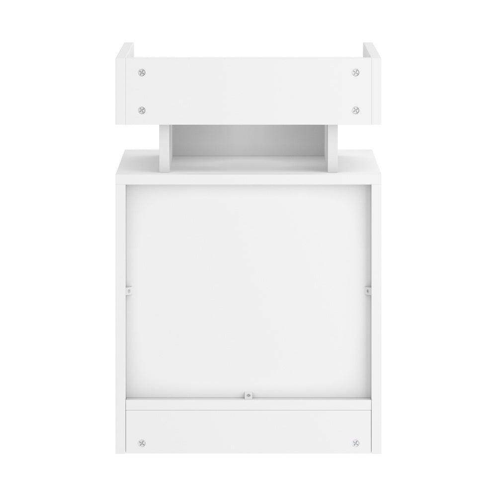 Oikiture LED Bedside Table USB Charging Station White