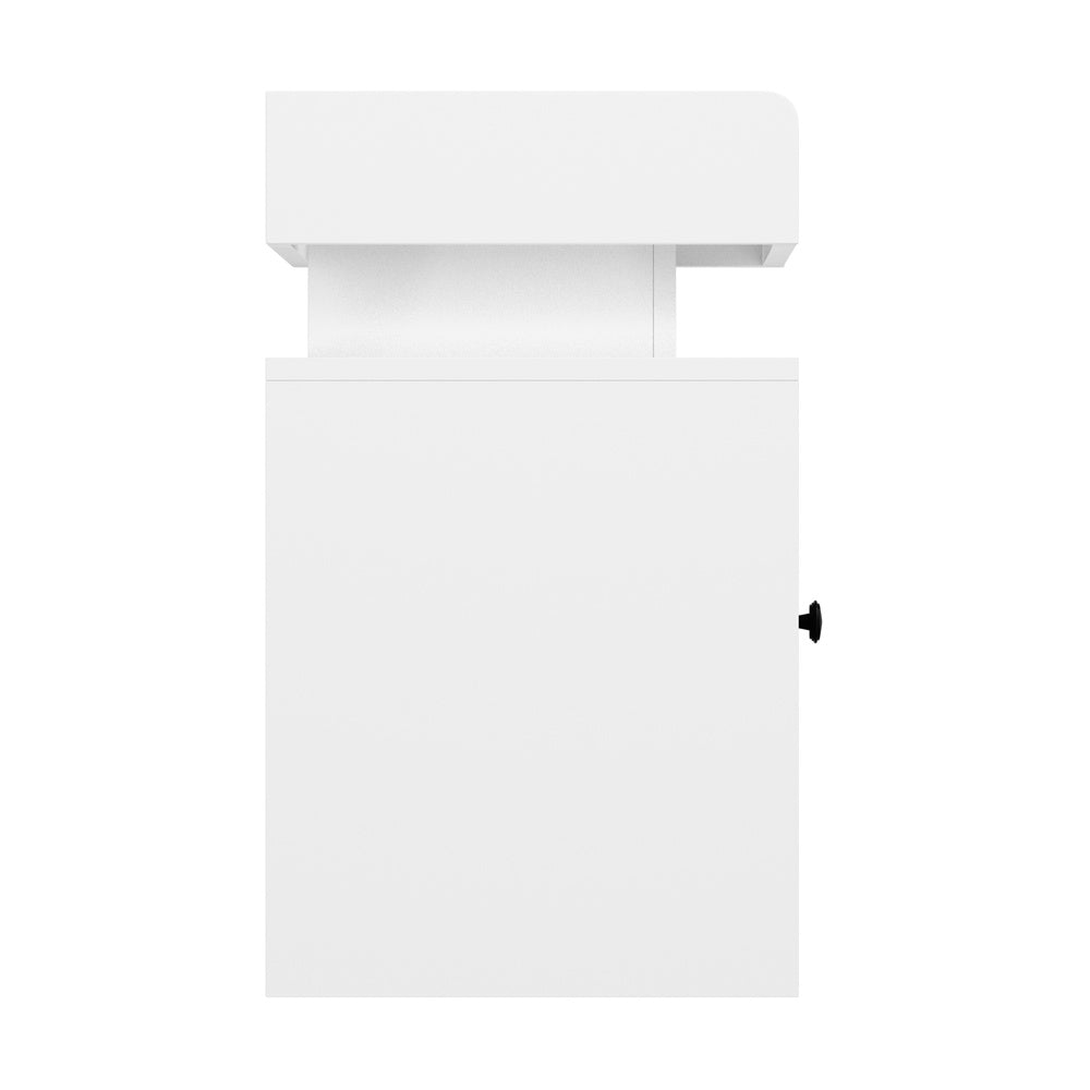 Oikiture 2x LED Bedside Table USB Charging Station White