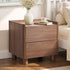 Oikiture Bedside Table 2 Drawer Nightstand Handle-Free Storage Walnut