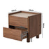 Oikiture Bedside Table 2 Drawer Nightstand Handle-Free Storage Walnut