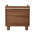 Oikiture Bedside Table 2 Drawer Nightstand Handle-Free Storage Walnut