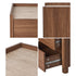 Oikiture Bedside Table 2 Drawer Nightstand Handle-Free Storage Walnut
