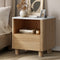 Bedside Table, 1 Drawer with Open Shelf, Handle-Free Design, Natural Wood