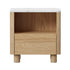 Bedside Table, 1 Drawer with Open Shelf, Handle-Free Design, Natural Wood
