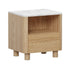 Bedside Table, 1 Drawer with Open Shelf, Handle-Free Design, Natural Wood
