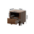 2pc Bedside Table One Drawer Open Shelf Handle-Free Walnut