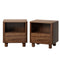 2pc Bedside Table One Drawer Open Shelf Handle-Free Walnut
