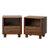2pc Bedside Table One Drawer Open Shelf Handle-Free Walnut