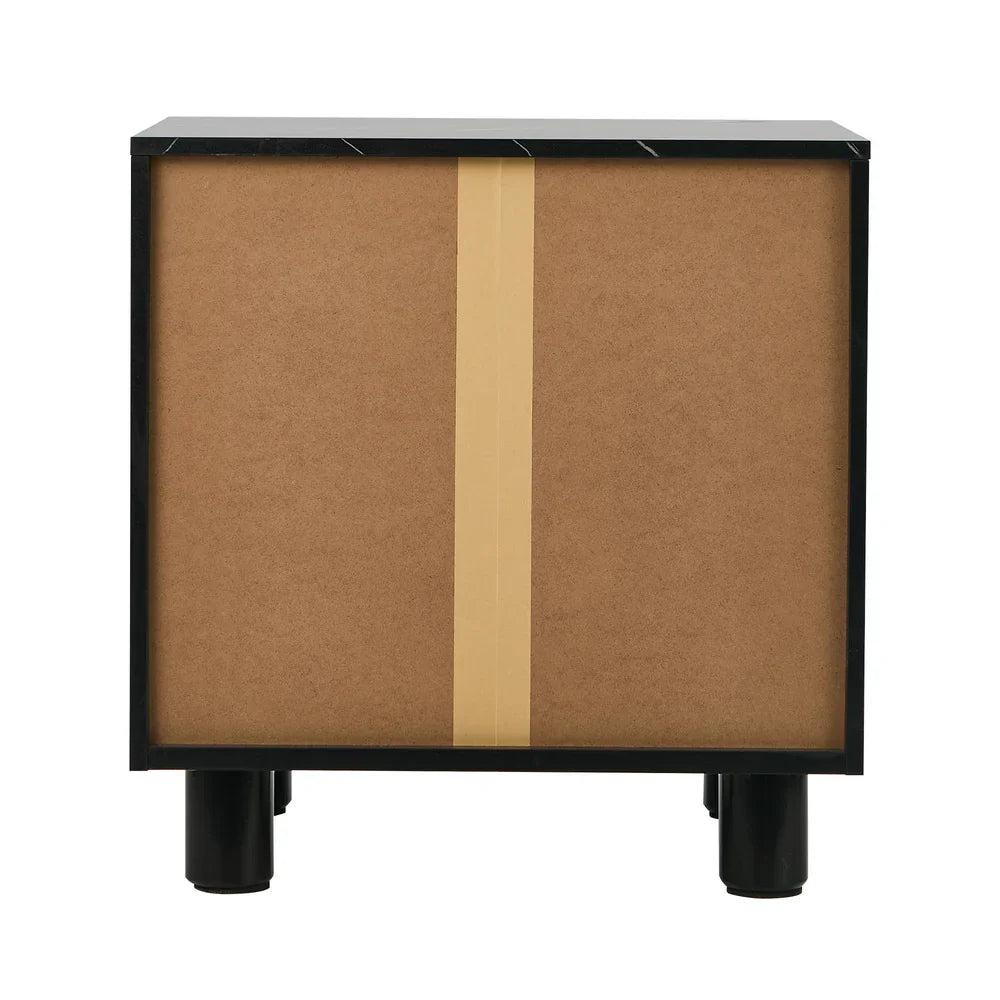 2x Bedside Table 2 Drawers Storage Cabinet Nightstand Black