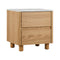 Oikiture Bedside Table 2 Drawers Nightstand Faux Marble Top Natural