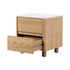 Oikiture Bedside Table 2 Drawers Nightstand Faux Marble Top Natural