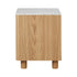 Oikiture Bedside Table 2 Drawers Nightstand Faux Marble Top Natural