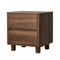 Bedside Table – 2‑Drawer Walnut, Curved Front, Gum Wood Legs, 48cm
