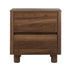 Bedside Table – 2‑Drawer Walnut, Curved Front, Gum Wood Legs, 48cm