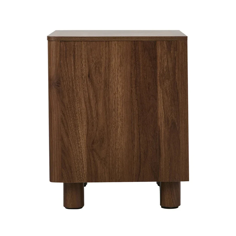 2x Bedside Table 2 Drawers Storage Cabinet Nightstand Walnut