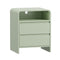 Oikiture Bedside Table 2 Drawers Open Shelf Handle-Free Green Nightstand