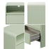 Oikiture Bedside Table 2 Drawers Open Shelf Handle-Free Green Nightstand