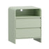 Oikiture 2PC Bedside Tables 2 Drawers Open Shelf Handle-Free Green