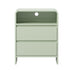 Oikiture 2PC Bedside Tables 2 Drawers Open Shelf Handle-Free Green