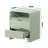 Oikiture 2PC Bedside Tables 2 Drawers Open Shelf Handle-Free Green