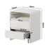 Oikiture Bedside Table 2 Drawers Open Shelf Handle-Free White Nightstand