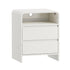 Oikiture Bedside Table 2 Drawers Open Shelf Handle-Free White Nightstand
