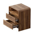 Oikiture Bedside Table 2 Drawers Open Shelf Handle-Free Walnut Nightstand