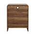 Oikiture Bedside Table 2 Drawers Open Shelf Handle-Free Walnut Nightstand