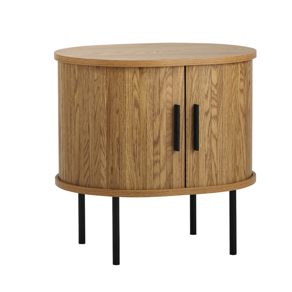 Set of 2 Bedside Tables Sliding Doors 2-tier