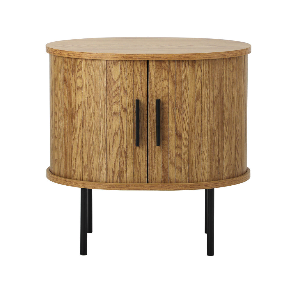 Set of 2 Bedside Tables Sliding Doors 2-tier