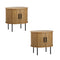 Set of 2 Bedside Tables Sliding Doors 2-tier