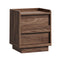 Oikiture Bedside Table with 2 Handle-Free Drawers, 40x35x47cm Nightstand, Walnut