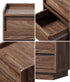 Oikiture Bedside Table with 2 Handle-Free Drawers, 40x35x47cm Nightstand, Walnut