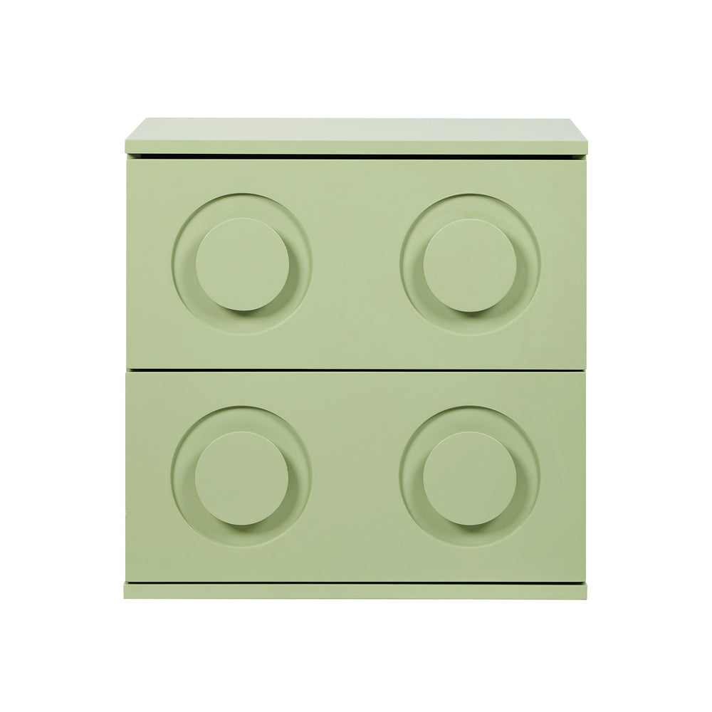 Bedside Table 2 Drawers Nightstand Side Storage Cabinet Green