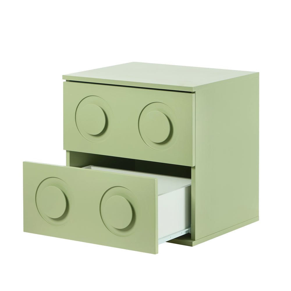 Bedside Table 2 Drawers Nightstand Side Storage Cabinet Green