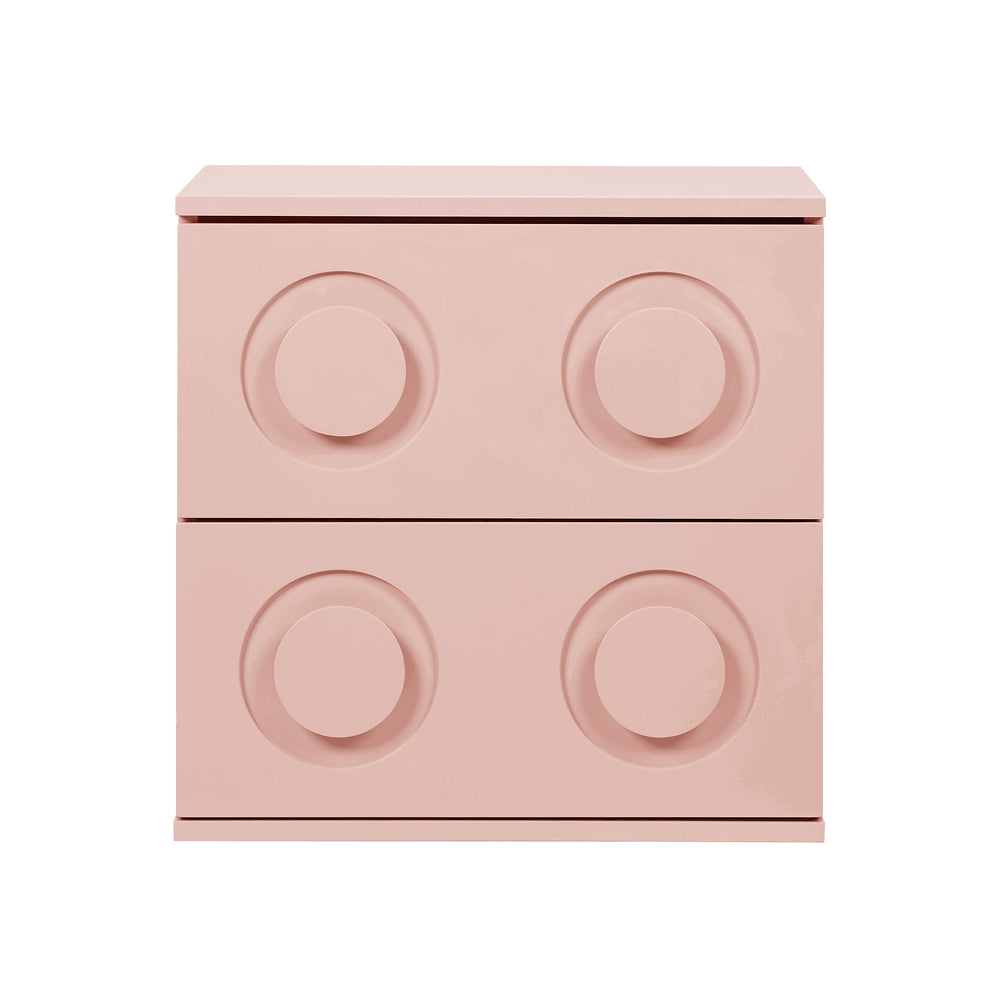 Bedside Table 2 Drawers Nightstand Side Storage Cabinet Pink